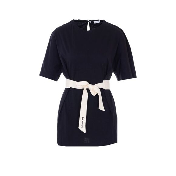 Lanvin Women Belted Tshirt In Cotton And Silk